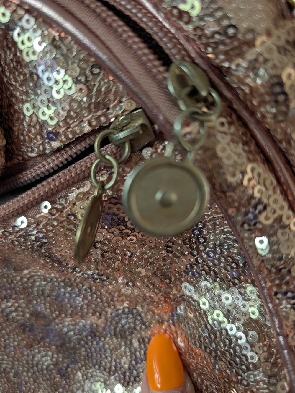 KL928 Rose Gold Sequin Bow Knot Mini Backpack New - Picture 3 of 7